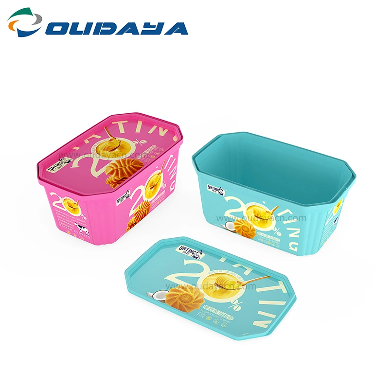 580ml 500g Rectangle Iml Food Plastic Packaging PP Cheese Tub Margarine Containers Butter Tub