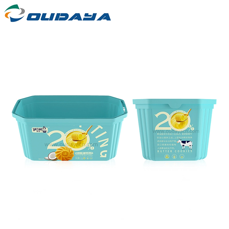580ml 500g Rectangle Iml Food Plastic Packaging PP Cheese Tub Margarine Containers Butter Tub