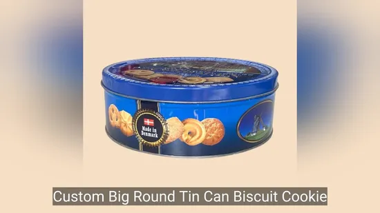 Custom Metal Box Round Biscuit Can Cookies Tin for Food Packaging