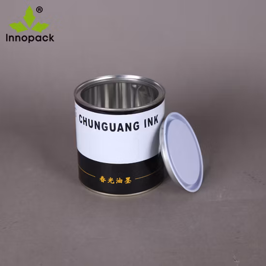Printed 1liter Small Mini Round Metal Tin Can with Lid